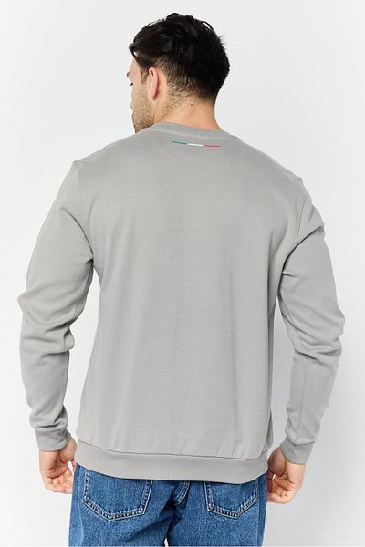 Lamborghini Men Crew Neck Brand Logo Sweatshirt, Grey