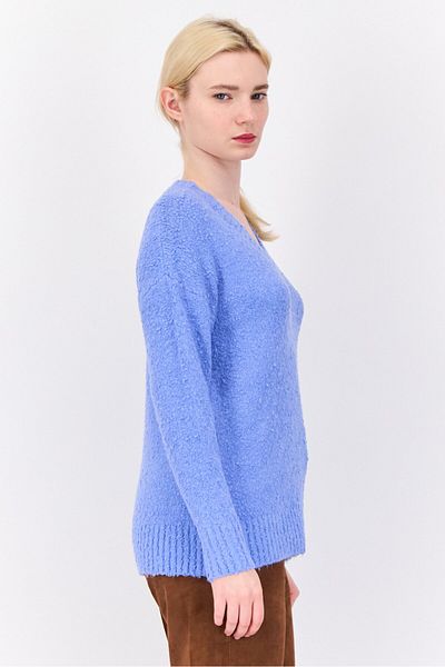 PİNK ROSE Women V-neck Knitted Sweater, Light Blue