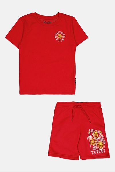 Brooklyn Toddlers Boy 2 Pieces Graphic Print T-shirt And Shorts Set, Red