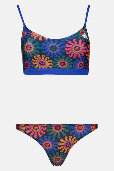 adidas Women 2 Pcs Graphic Print Padded Bikini Set, Blue