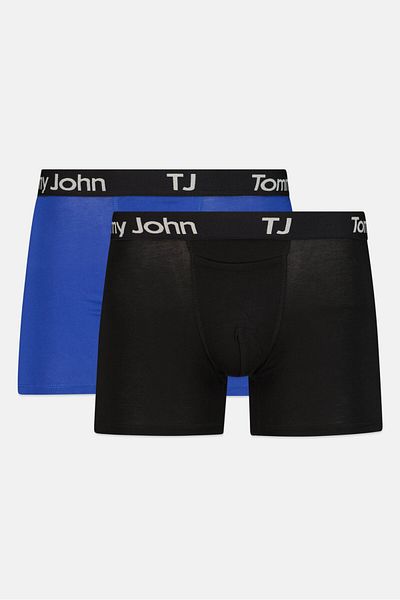 Tommy John بوكسر رجالي بشعار العلامة التجارية، عبوة من قطعتين، 4 قطع داخلية، متعدد الألوان