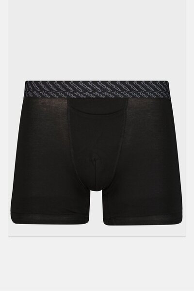 Tommy John Men 2 Pieces 8 Inseam Brand Logo Boxer Beirfs, Black