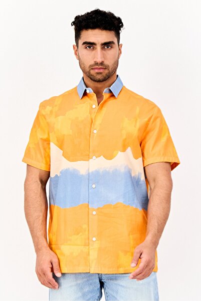 ASOS قميص رجالي كاجوال بأكمام قصيرة وقصة عادية، متعدد الألوان، بنقشة ربطة الع...