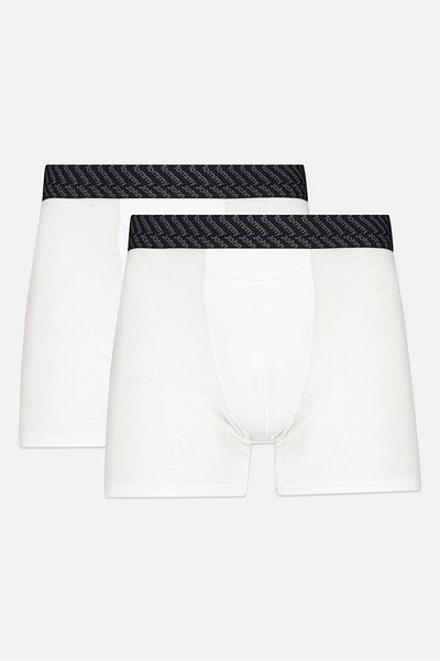 Tommy John Men 2 Pieces 4 Inseam Brand Logo Boxer Briefs, White