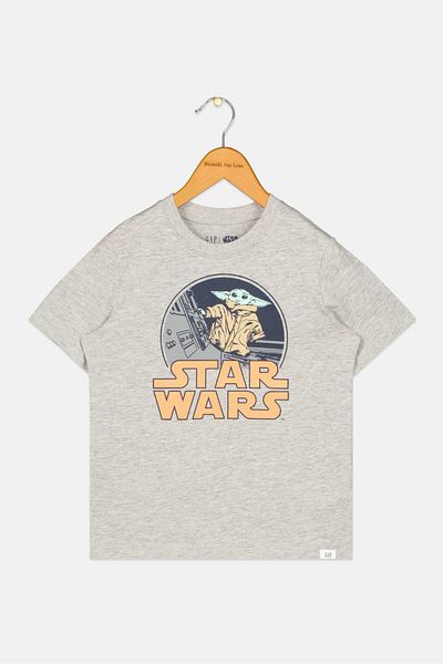GAP X Star Wars Kids Boy Short Sleeves Graphic T-shirt, Light Grey