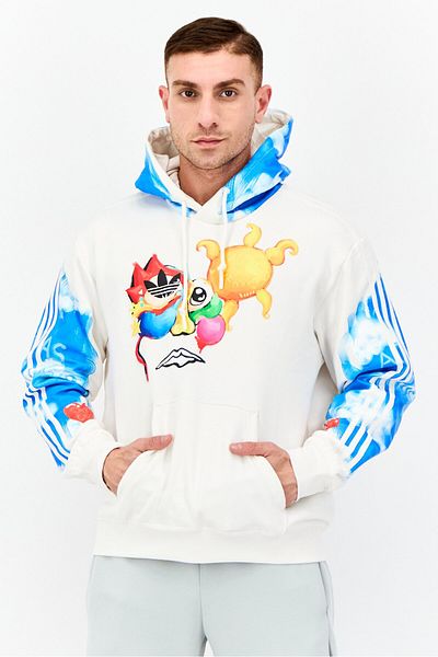 adidas Men Graphic Print Long Sleeve Hoodie, Multicolor