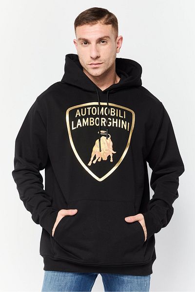Lamborghini Men Brand Logo Long Sleeves Hoodie, Black