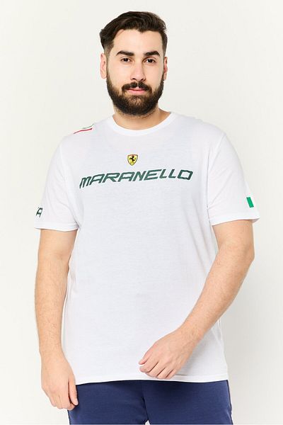 Scuderia Ferrari Men Crew Neck Short Sleeves Brand Logo T-shirt, White