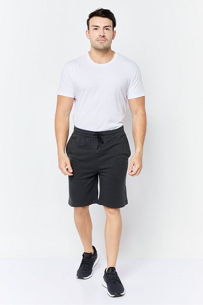 Tapout Men Drawstring Brand Logo Basic Shorts, Dark Grey