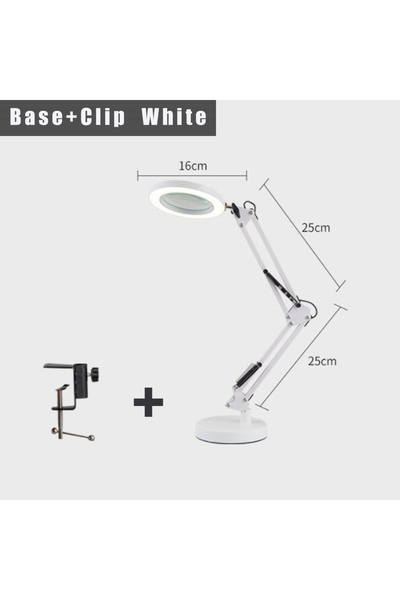 Choice White with base clip 5X Magnifying Glass with Light 2-in-1 LED Lighted Magnifier 3 Color Modes Stepl