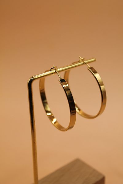 Luvix Design Gold Color Thick Hoop Steel Earrings