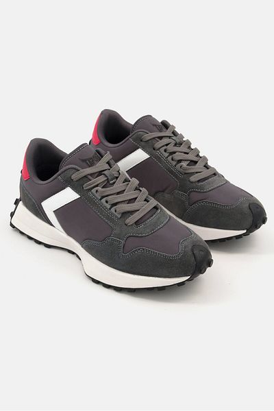 Tapout Men Brand Logo Lace Up Outdoor Shoes, Grey