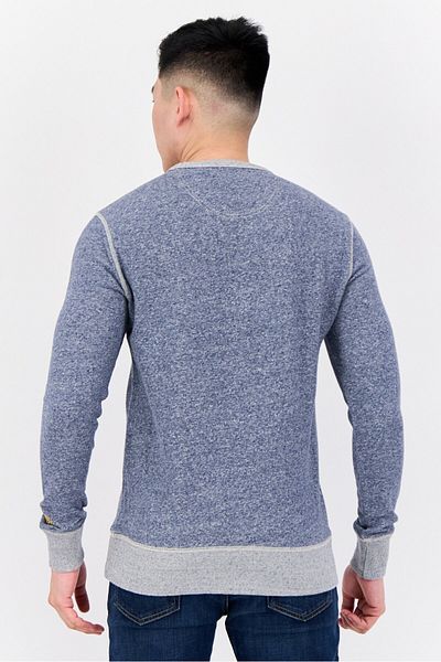 AMERICAN EAGLE Men Crew Neck Embroidered Long Sleeves Sweatshirt, Slate Blue