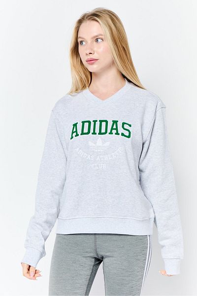adidas Women Sportswear Fit Long Sleeve Outdoor Sweatshirt, Grey