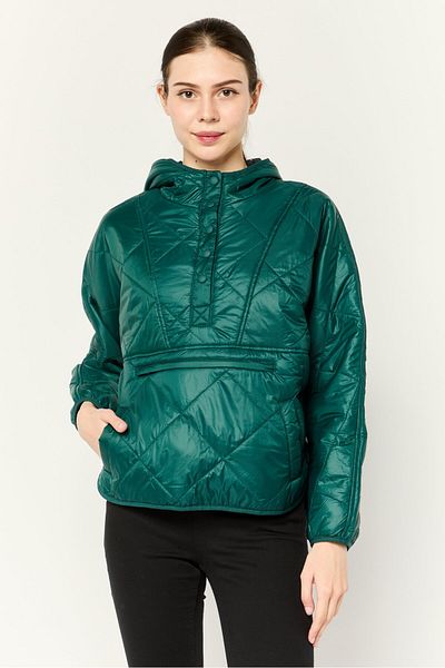 AMERICAN EAGLE Women Solid Hooded Jackets, Teal Green