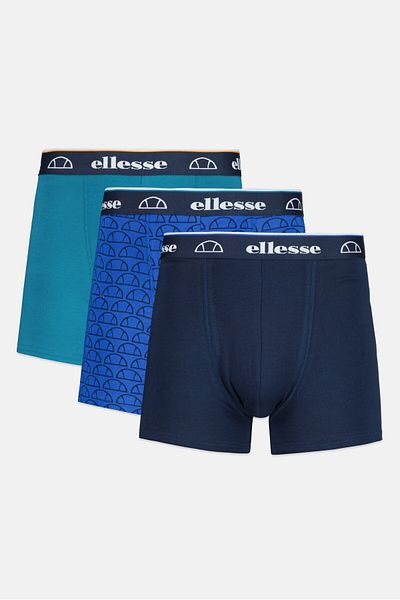 Ellesse سراويل داخلية رجالية بشعار العلامة التجارية، 3 قطع، أزرق داكن/أخضر مخضر