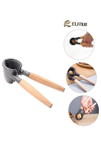 elfnur 1 New Series Bamboo Handle Hazelnut - Almond and Walnut Cracker