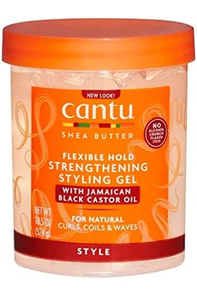 Cantu Hair Styling Gel with Shea Butter, Maximum Hold, Jamaican Black Castor Oil, 18.5 oz