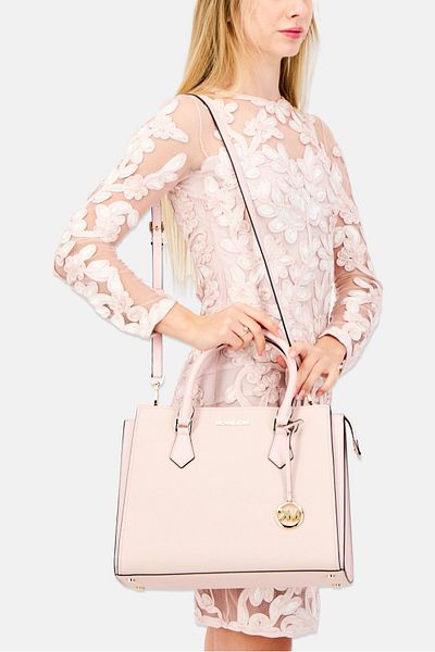 Michael Kors Women Brand Logo Satchel Bag 35 L X 27 H X 12 W Cm, Pink