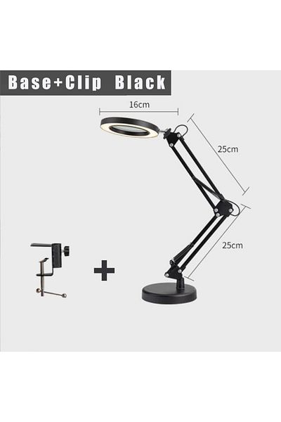 Choice Black with base clip 5X Magnifying Glass with Light 2-in-1 LED Lighted Magnifier 3 Color Modes Stepl