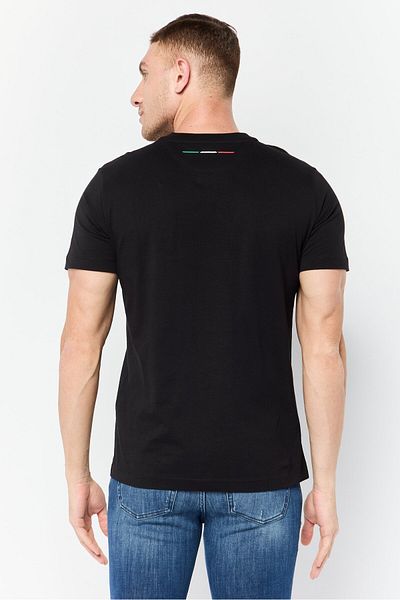 Lamborghini Men Crew Neck Short Sleeve Brand Logo T-Shirt, Black