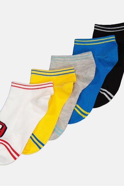 RBX Kids Boy 5 Pairs Brand Logo Ankle Socks, Multicolor