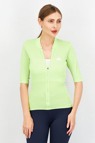 adidas Women Sports Fit Cycling Jersey Top, Lime Green