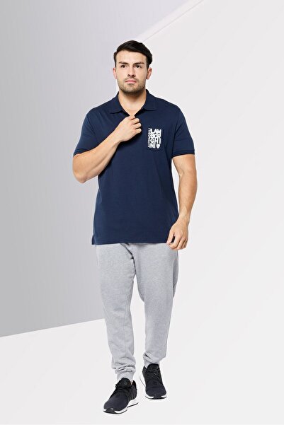 Lamborghini Men Regular Fit Graphic Printed Short Sleeves Polo Shirt, Navy