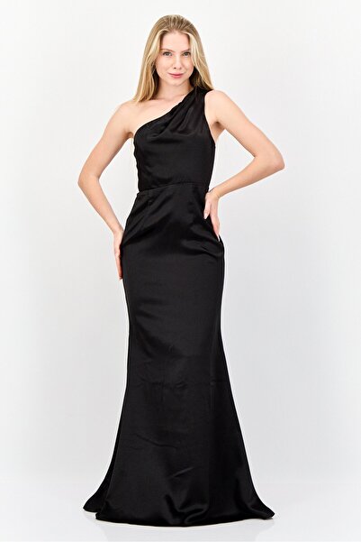 Lulus Women Solid Satin Maxi Dress, Black