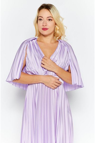 BOOHOO Women Pleated Midi Dress, Lavender
