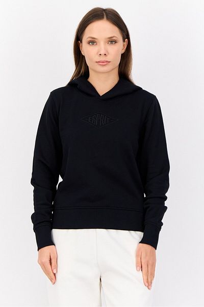 Esprit Women Embroidered Long Sleeves Hooded Sweatshirt, Dark Navy