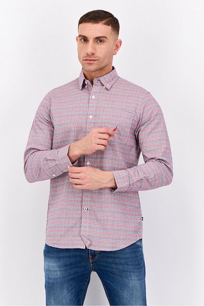 Nautica Men Classic Fit Plain Long Sleeve Casual Shirt, Multi Color