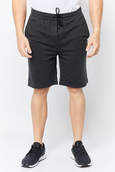 Tapout Men Drawstring Brand Logo Basic Shorts, Dark Grey