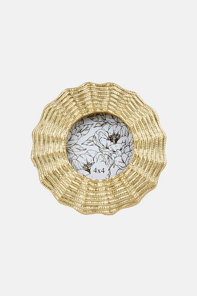 Enchante Accessories Round Champagne Resin Photo Frame 4 x 4 cm, Gold