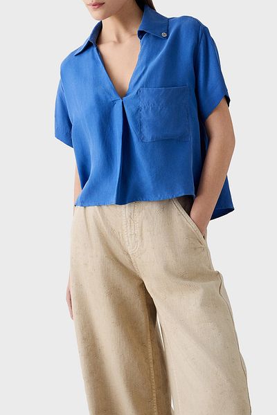BSB Regular Fit V-Neck Short Sleeve Blouse Bluz 053.210040