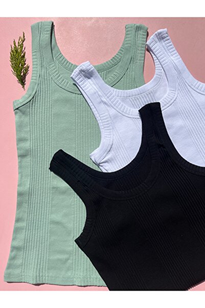 LEYNA BUTİK Βαμβακερή γραμμή αναφοράς καμισόλε ύφασμα Χοντρό λουράκι πλεκτό 3...