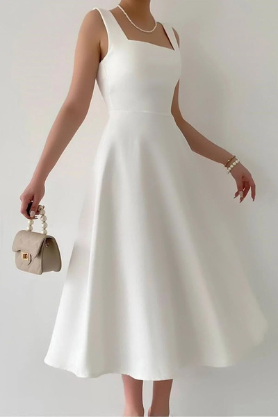 MissThetis Kalın Askılı Kare Yakalı Fermuarlı Rahat Kalıp Kolsuz Şık ve Cool ...