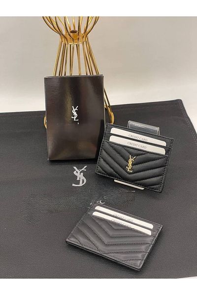 LEAUDER WOMEN Two Card Compartment Card Holder with Gold Tone Metal Accessories