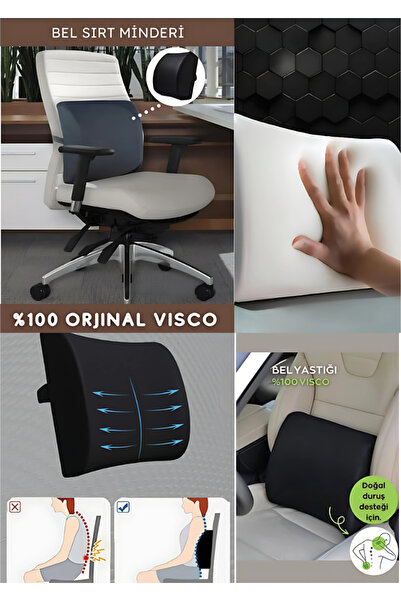 figiza Ortopedik Sırt Minderi Araç Koltuk Sandalye Bel Yastığı Bel Desteği Be...