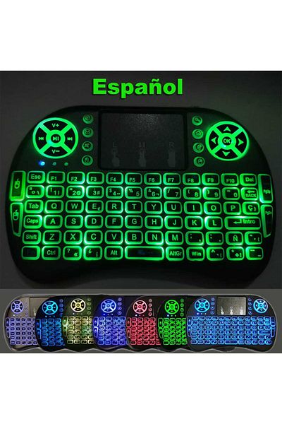 Yitukeji AAA version Spanish 7 Backlit English Russian French Spanish Portuguese Arabic 2.4G Air Mouse Remote