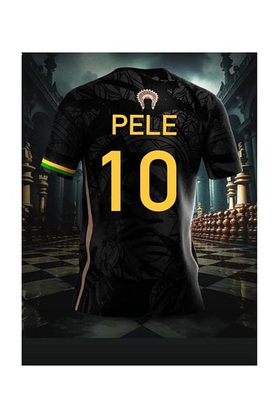 Lion Spor PELE 10 Βραζιλία Προσαρμοσμένο Σχέδιο "The Prince" Ποδοσφαιρική φανέλα Πράσινη Προσαρμοσμένη ΜΑΥΡΗ φανέλα