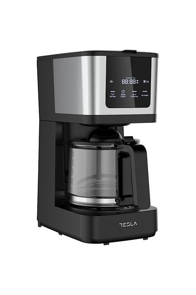 TESLA Digital coffee maker Tesla CMF200BX, 900W, 1.25 LDigital display, Black/Stainless steel