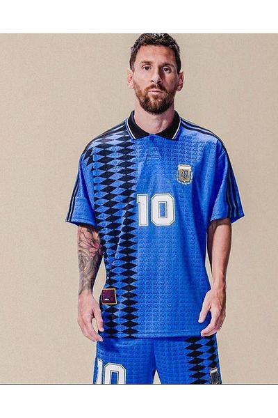 Lion Spor L. Messi Argentina Nostalgia Τζέρσεϊ με γιακά / Ρετρό Τζέρσεϊ ΠΡΟΣΩΠΙΚΟ ΓΙΑΚΑ LS