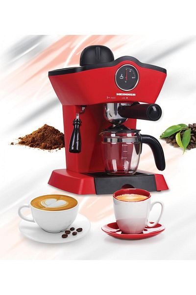 Heinner Espressor manual Heinner HEM-200RD, 800W, 3.5 bar, filtru inox, 250 ml, Rosu