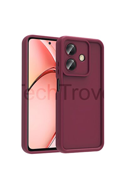 TechTrove Oppo A3 Kılıf Kamera Korumalı Kenar Çıkıntılı Soft Renkli Silikon Kapak - Mürdüm