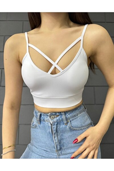 Freya Ön Çapraz Beyaz Pedli Spor Büstiyer Crop