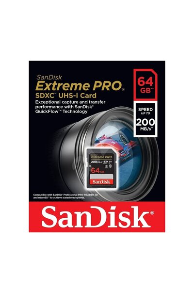 SanDisk Extreme Pro 64GB 200mb/s SDXC Hafıza Kartı