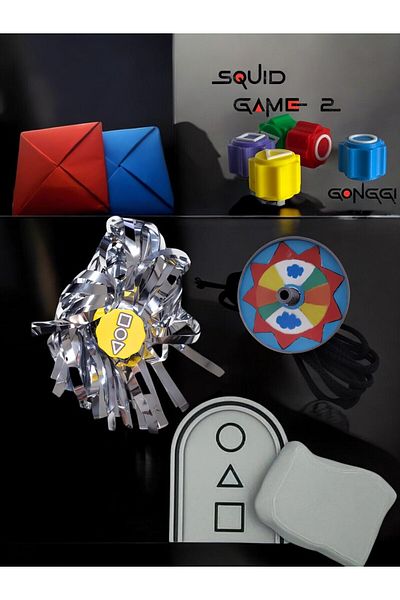 3D Stuff Squid Game All Games - 5 Games - Plastic - Squid Game Full Set