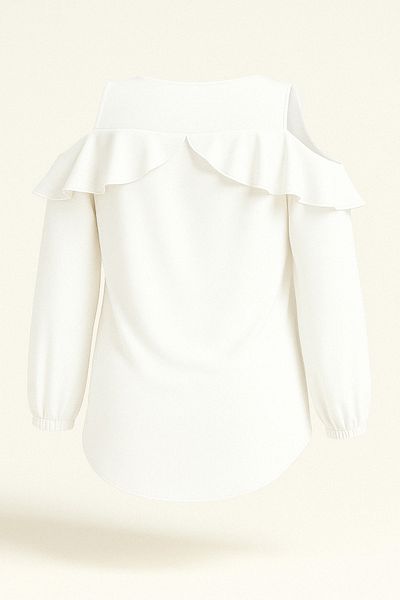 Hanezza Plus Size Off-Shoulder and Ruffle Detailed Evening Blouse