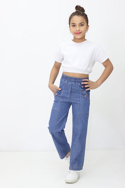 RAPİDO LİFE Girl's Thin Summer Jeans with Pocket Button Detail Stitched Front